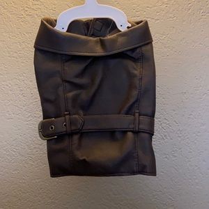 Faux leather jacket.